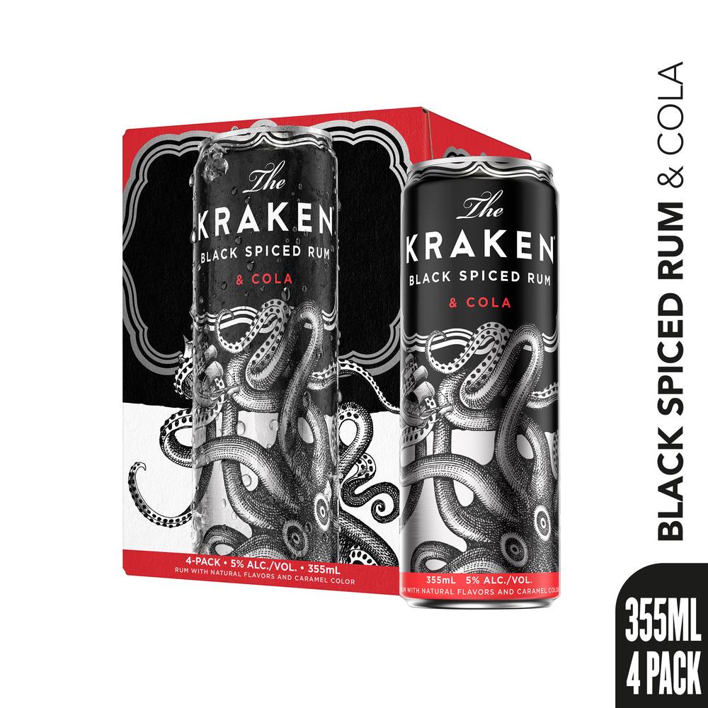 The Kraken Black Spiced Rum & Cola (4ct, 355 ml)