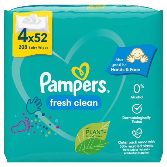 Pampers Fresh Clean Baby Wet Wipes (4 ct)