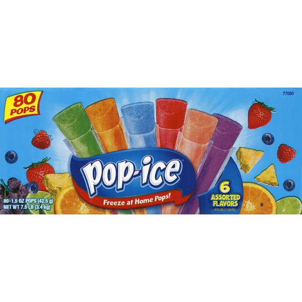 Pop-Ice 6 Assorted Flavors, 80-1.5 oz