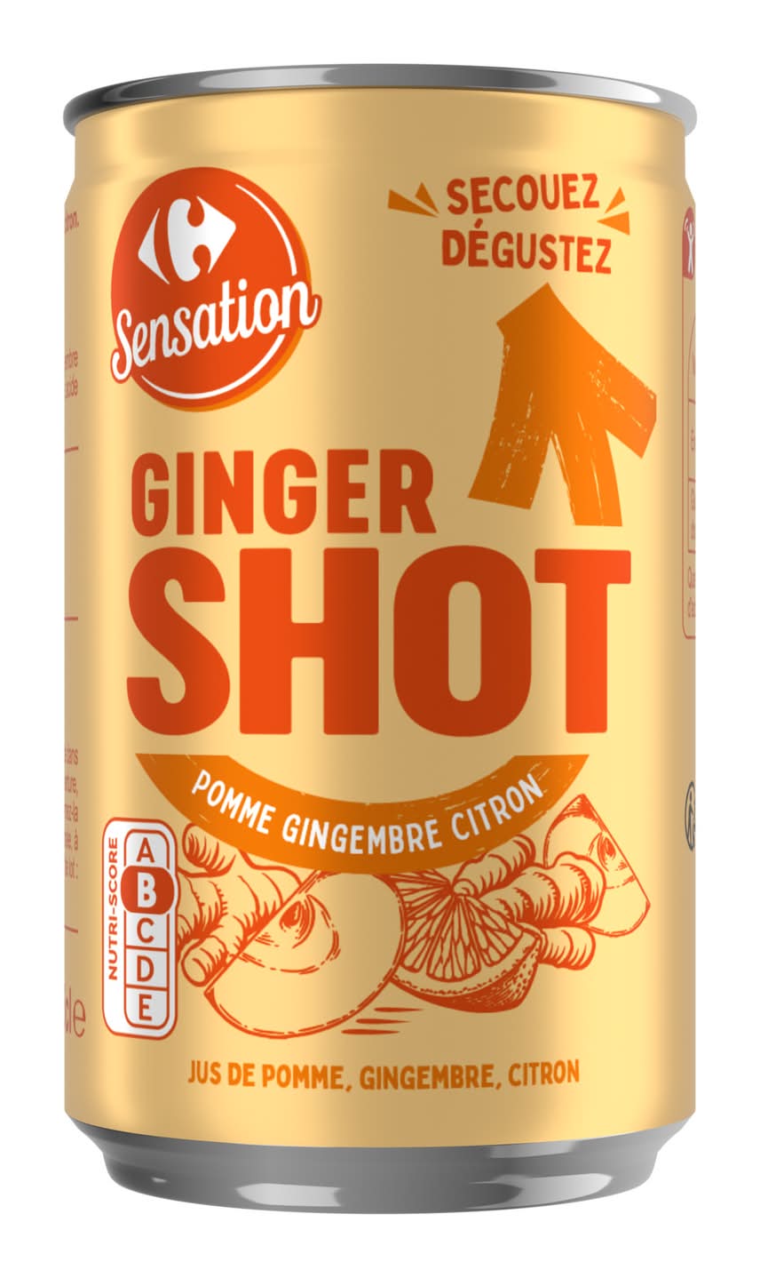 Carrefour Sensation - Shot pur jus, pomme-gingembre-citron (150ml)