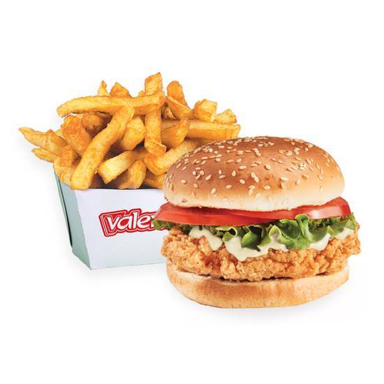 Burger poulet avec frites / Chicken burger with fries