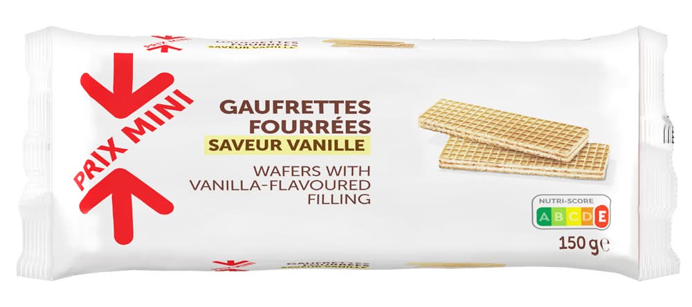 Prix Mini - Gaufrettes fourrées saveur vanille (150g)