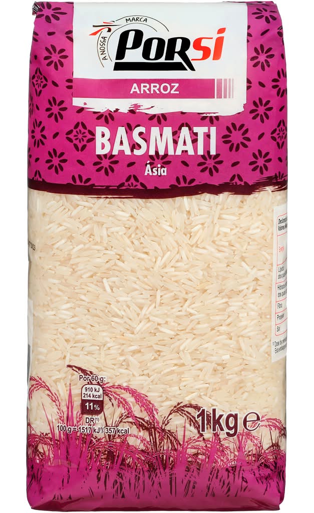 Porsi  - Arroz basmati, embalagem de 1 kg