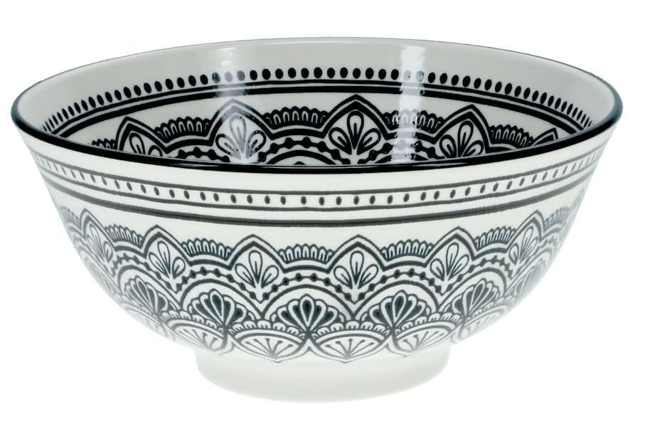 Royal Norfolk Mediterranean Pattern Bowl, 6 in, Black-White