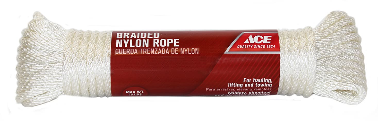 ACE 1/4 In. D X 50 Ft. L White Solid Braided Nylon Rope