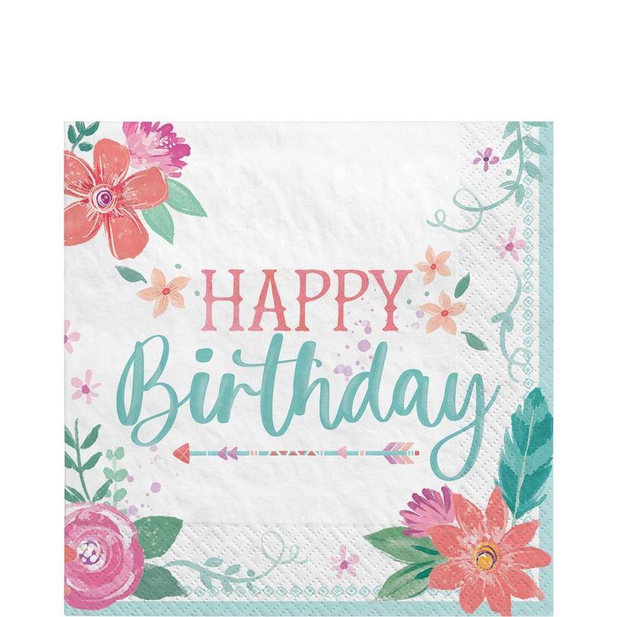 Free Spirit Boho Birthday Paper Lunch Napkins, 6.5in, 16ct