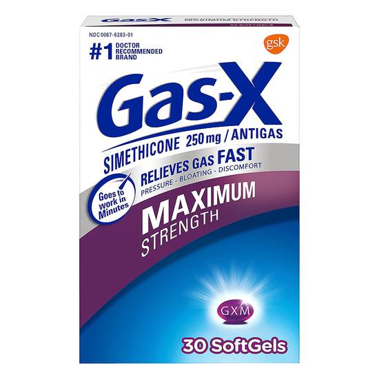 Gas-X Maximum Strength Gas Relief Softgels With Simethicone 250 Mg/Antigas (30 ct)