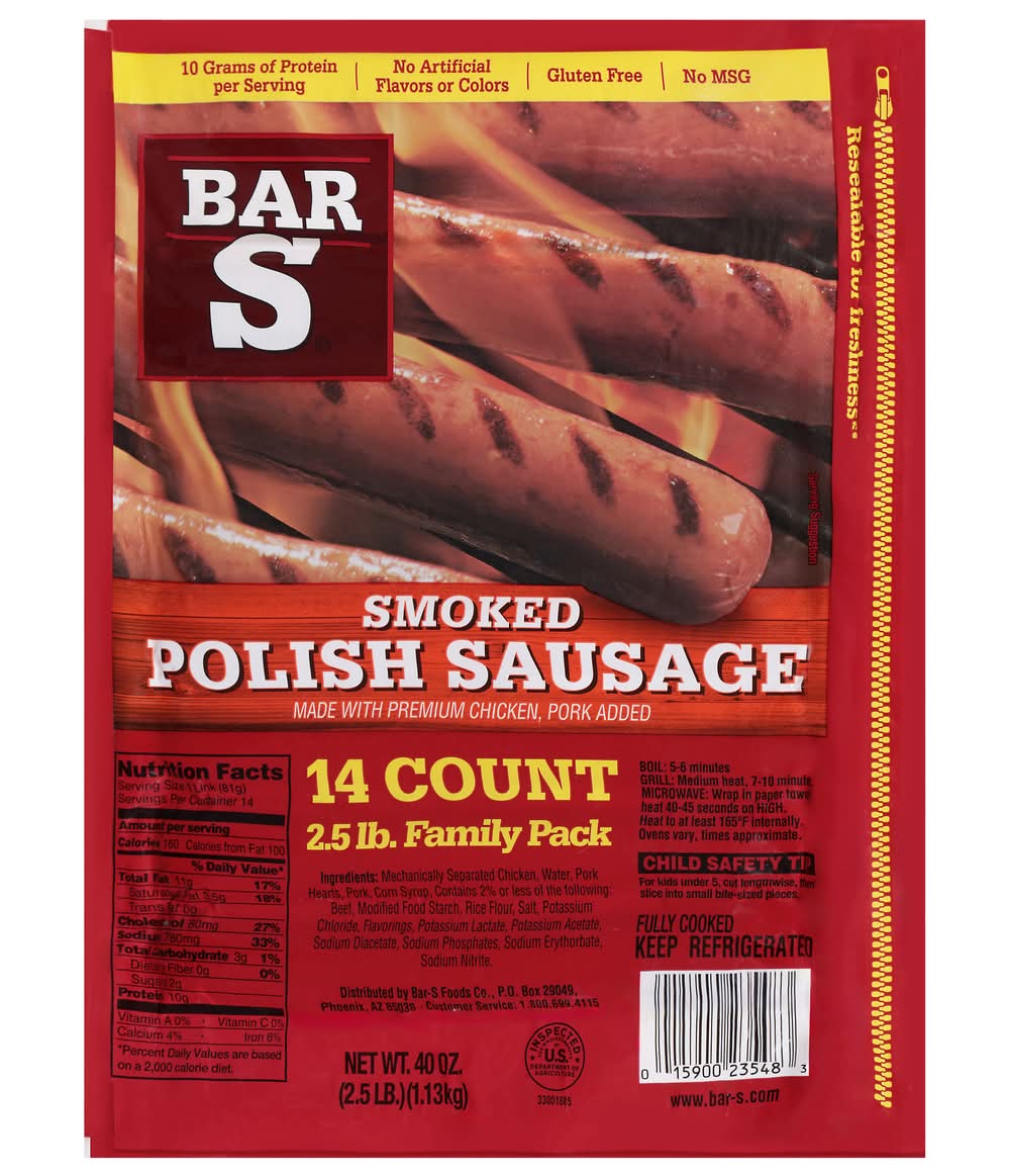 Bar-S Smoked Polish Sausages (40 oz, 14 ct)
