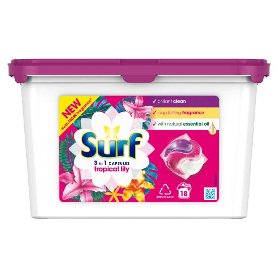 Surf 3 in 1 Capsules Tropical Lily 18 Washes 311.4g