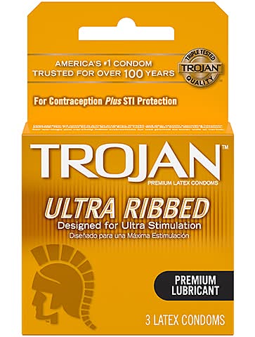 Trojan Ribbed Condom 3 Pack