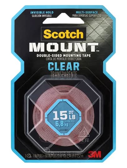 Scotch 3M Mount Double Sided Clear Mounting Tape, Clear (3.2 oz)
