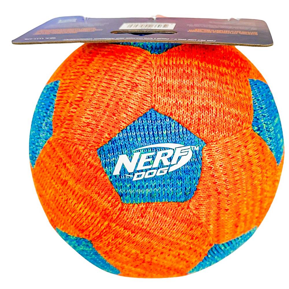 Nerf Dog Weave Soccer Squeak Ball Toy (orange-blue)
