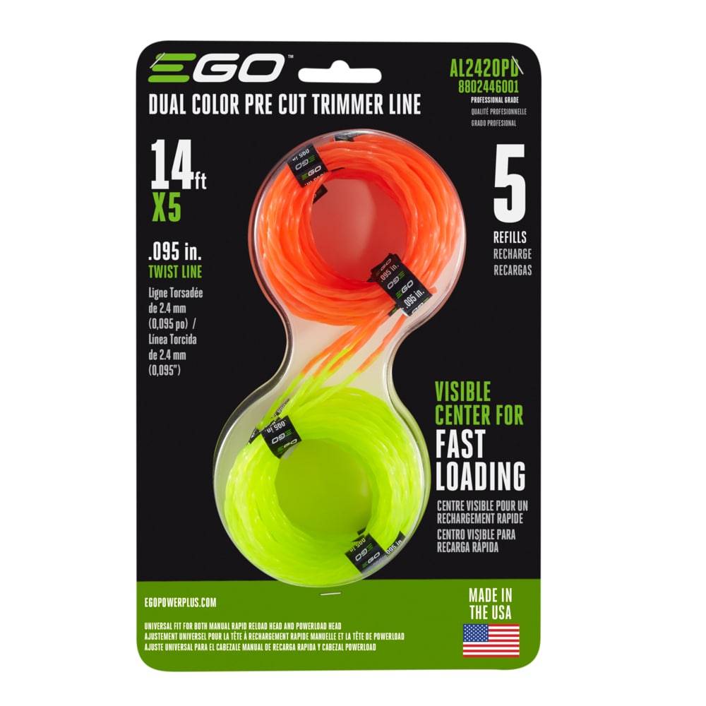 EGO Dual Color 5-Pack 0.095-in x 14-ft Pre-cut Trimmer Line | AL2420PD