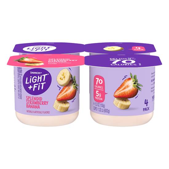 Dannon Light + Fit Strawberry Banana Nonfat Yogurt (4 ct)