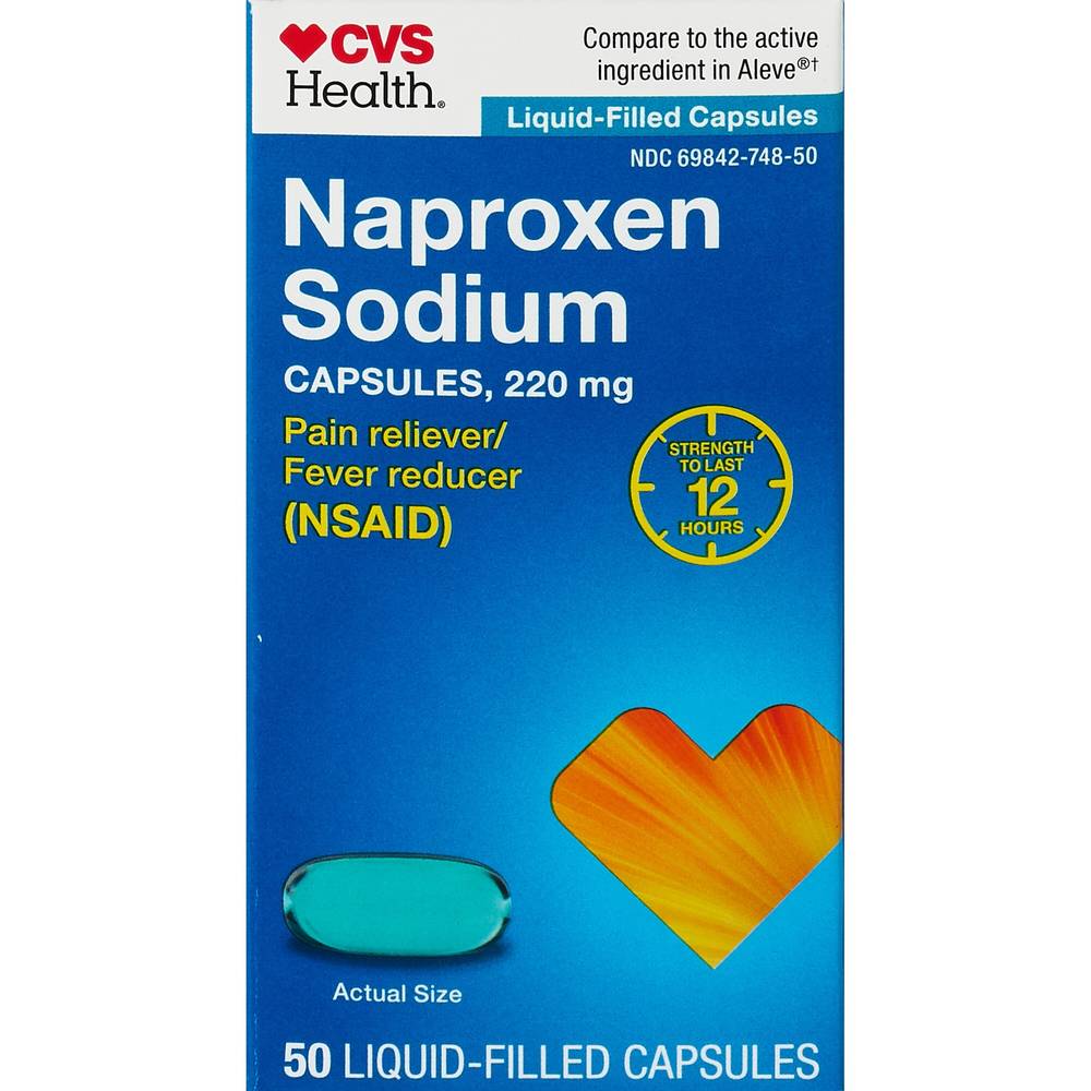 CVS Health Naproxen Sodium 220 MG Liquidid-Filled Capsules. 50 CT
