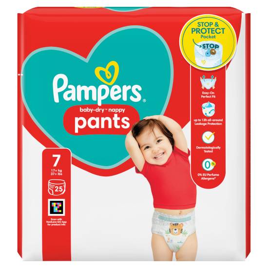Pampers Baby-Dry Nappy Pants Nappies 17kg+ Essential pack (size 7) (25 pack)