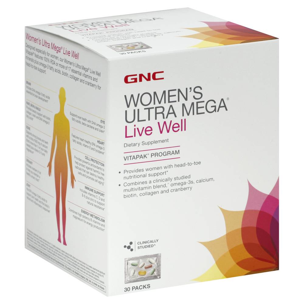 Gnc Women's Ultra Mega Live Well Vitapak Program Supplement (30 ct )