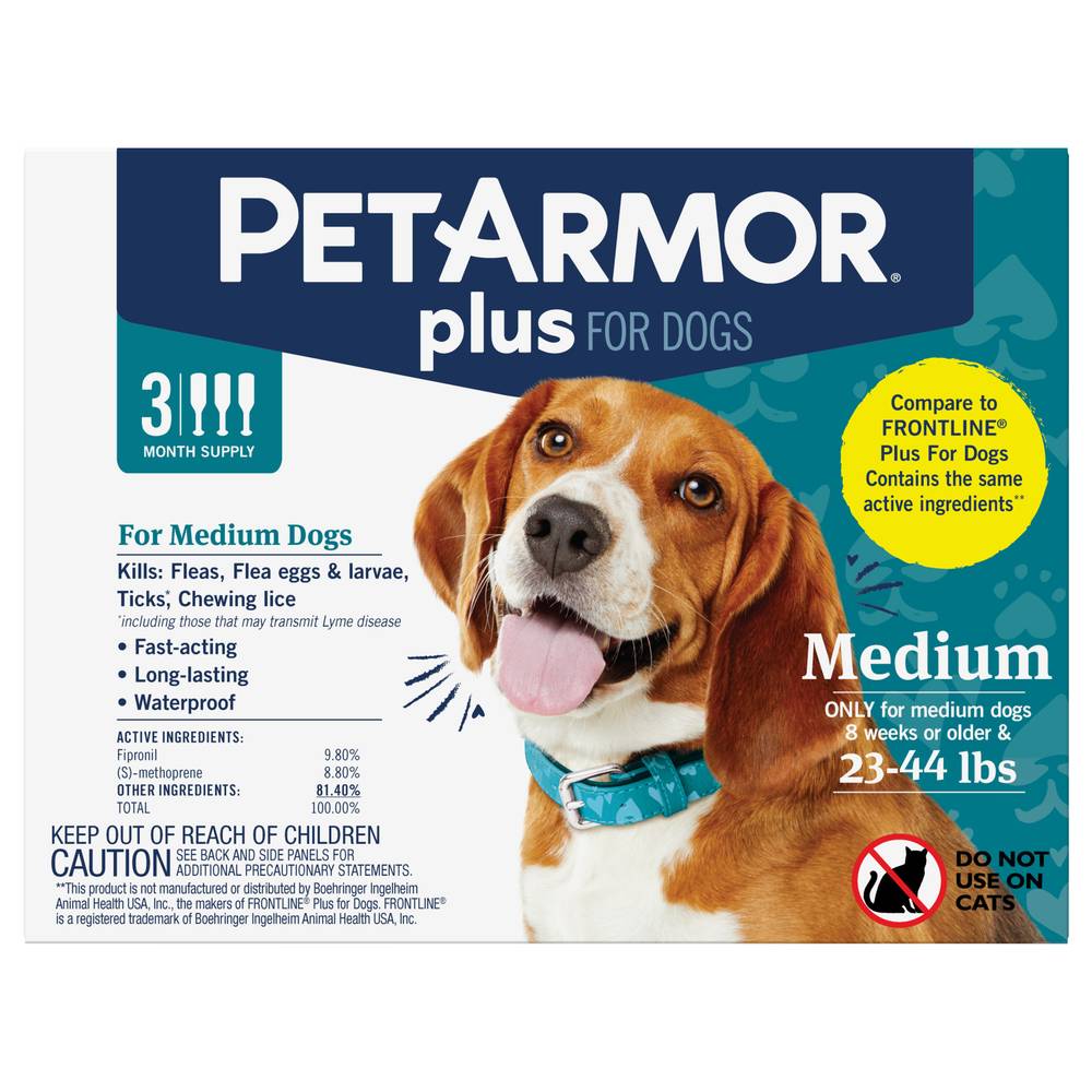 PetArmor Plus Flea & Tick Prevention For Medium Dogs (0.13 fl oz, 3 ct)