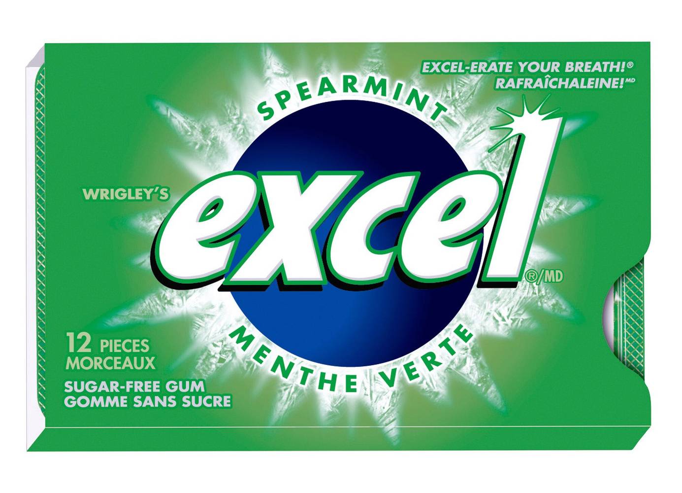 Excel Gomme Sans Sucre - Sugar Free Gum, Menthe Verte (12 ct)