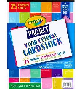 Crayola Project 100 lb. Cardstock Paper, 9 x 12, Vivid Colors, 25 Sheets/Pack (99-0083)