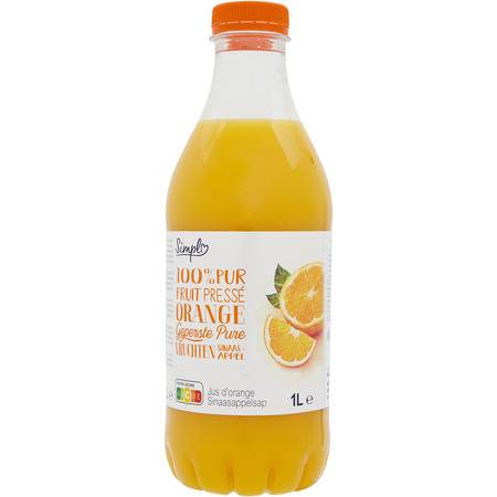 Jus d'orange 100% fruit pressé - la bouteille d'1L