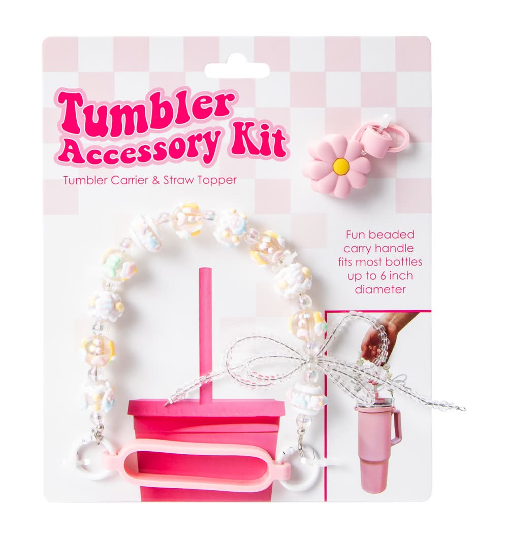 Tumbler Cup Accessory Kit Pink Flower