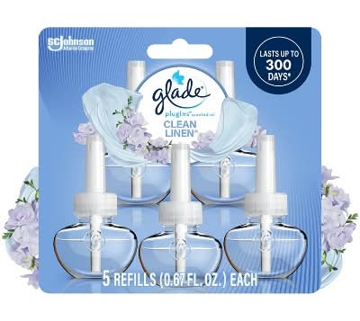Glade Plugins Air Freshener Oil Refills, Clean Linen (3.35 fl oz, 5 ct)