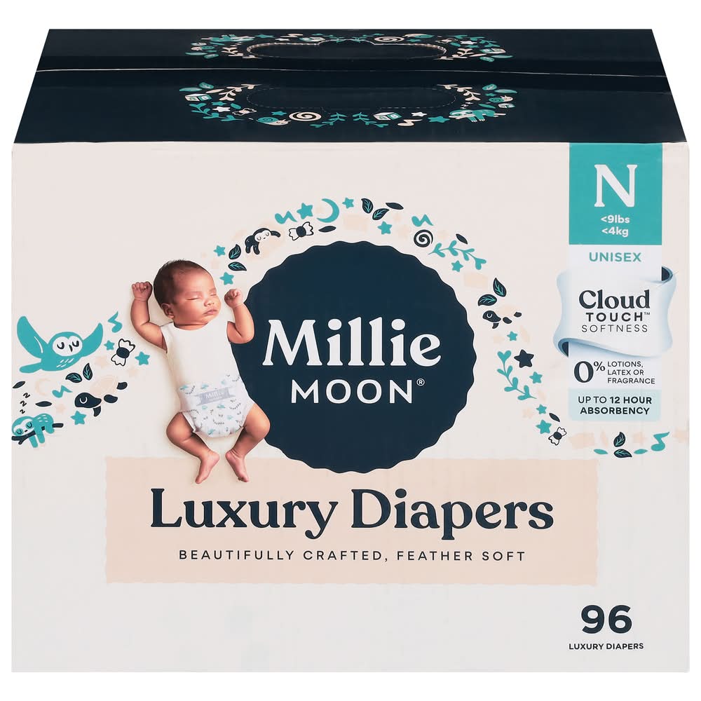 Millie Moon Newborn Luxury Diapers (96 ct)
