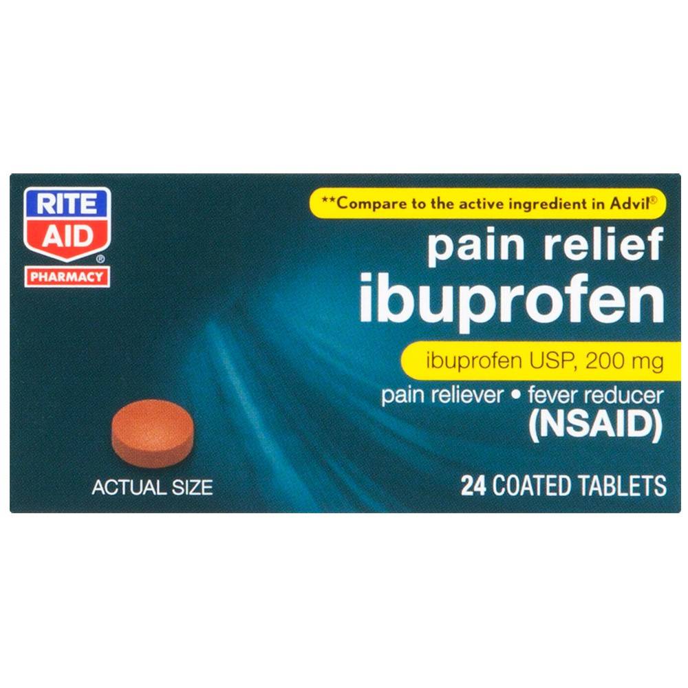 Rite Aid Pharmacy Pain Relief Ibuprofen Coated 200 mg Brown Tablets (24 ct)