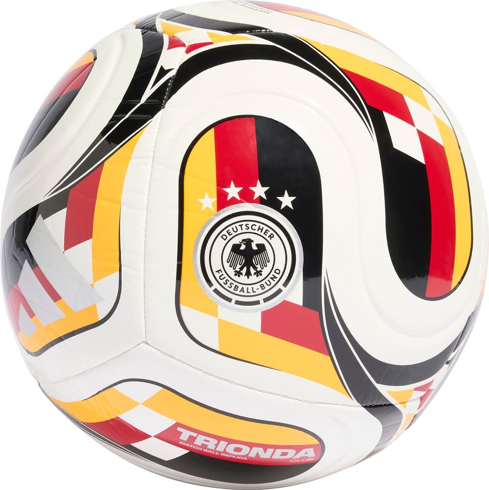 adidas Trionda Germany Home Club Soccer Ball (WHITE/RED/GOLD/BLACK, 5)