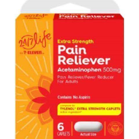 7-Eleven 24/7 Life Acetaminophen 500 mg Pain Reliever (6 ct)