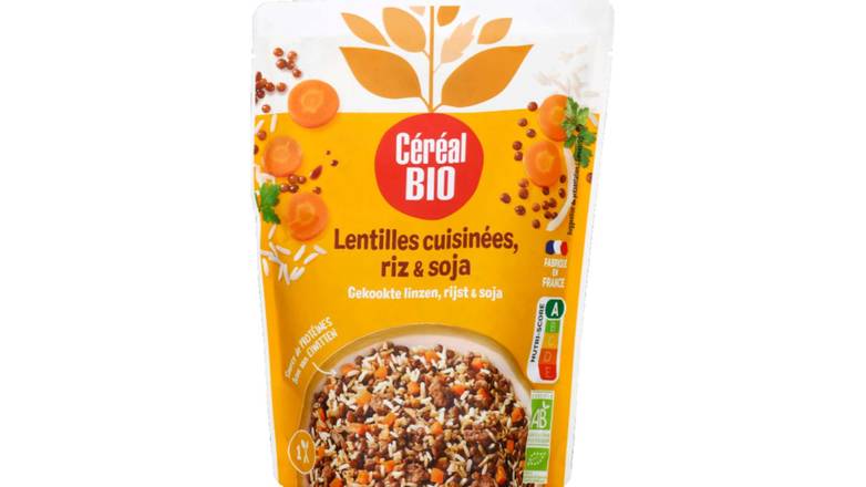 Céréal Bio Lentilles, riz & soja, bio La portion de 250g