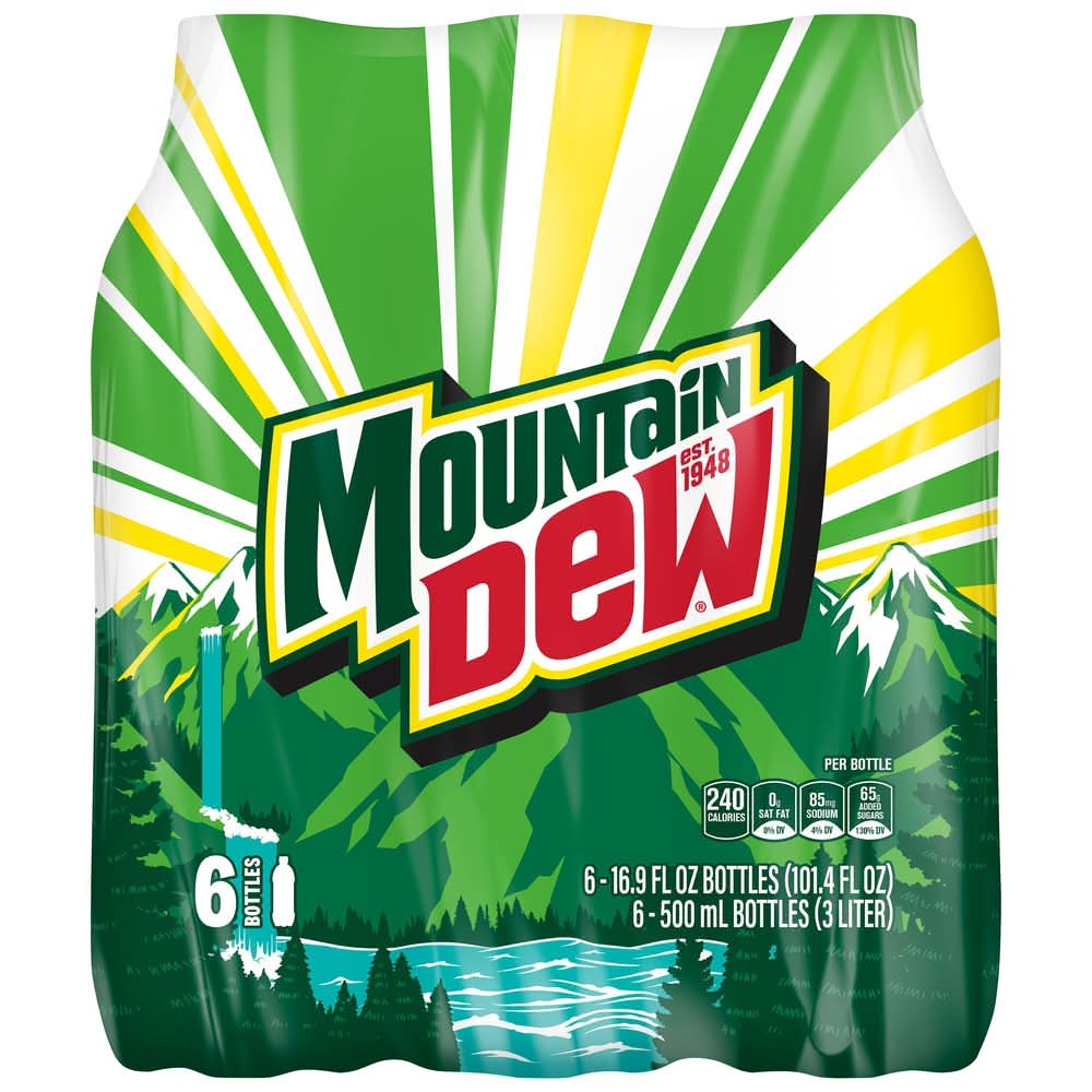 Mountain Dew Soda, Citrus (6 x 16.9 fl oz)