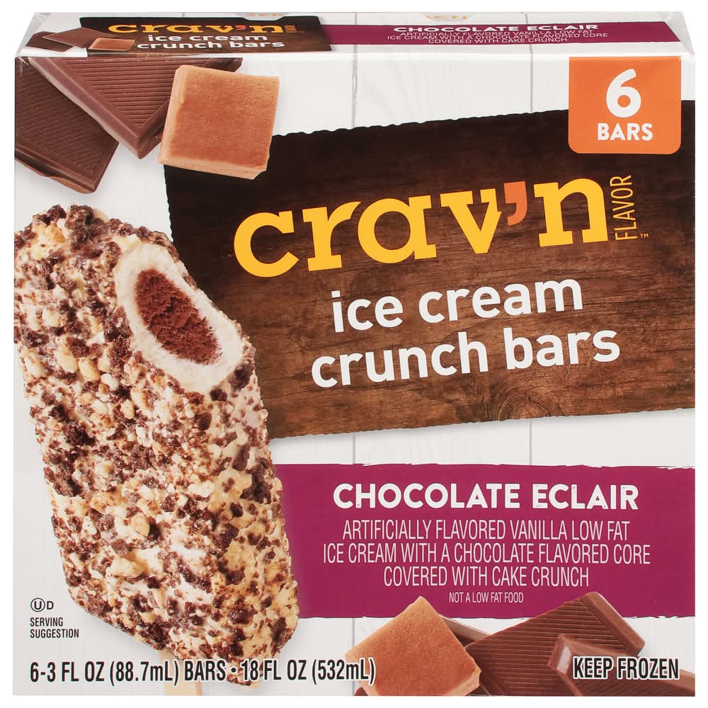 Crav'n Flavor Ice Cream Crunch Bars, Chocolate Eclair (18 fl oz, 6 ct)