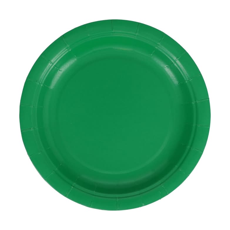 Round Disposable Paper Plates, 7 in, Green (30 ct)