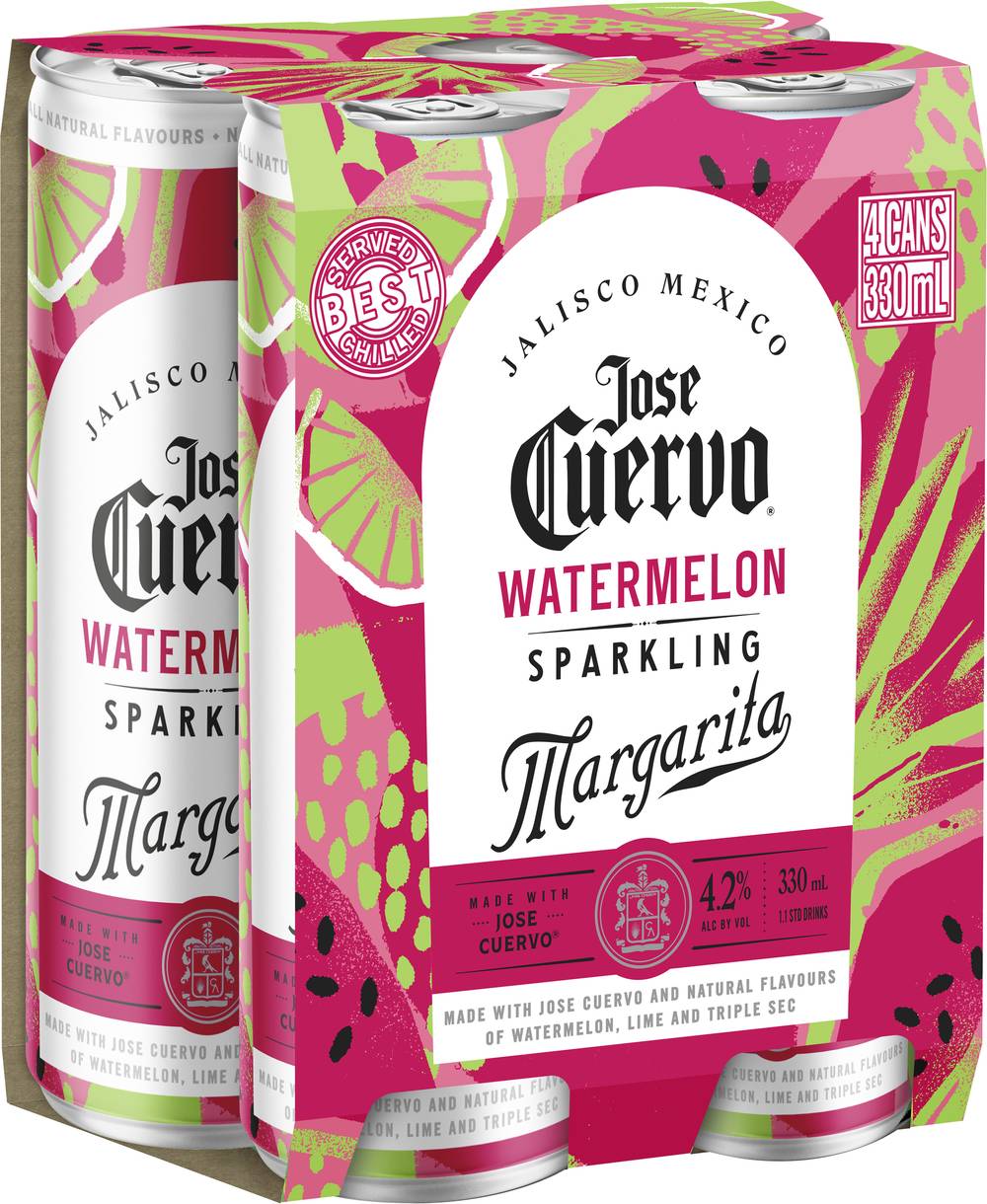 Jose Cuervo Watermelon Sparkling Margarita Can 330ml X 4 pack