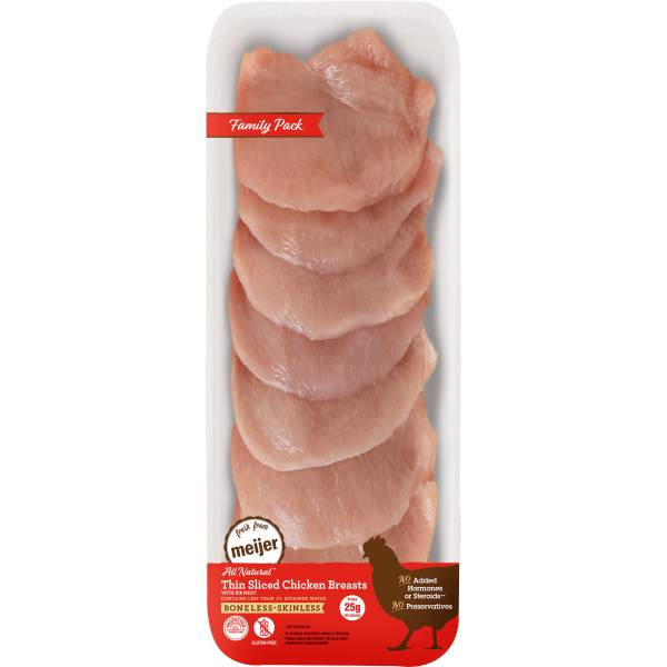 Meijer Boneless Skinless Thin Sliced Chicken Breasts Family pack