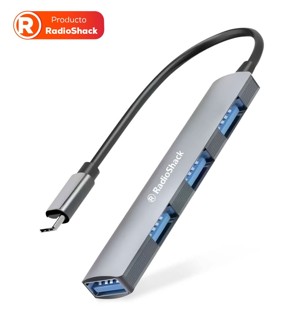 RadioShack · Hub tipo c con 4 entradas, plata