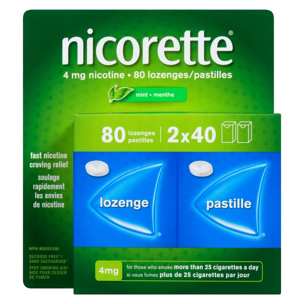 Nicorette 4Mg Nicotine Lozenges, Mint+Mentho (32 g, 80 ct)