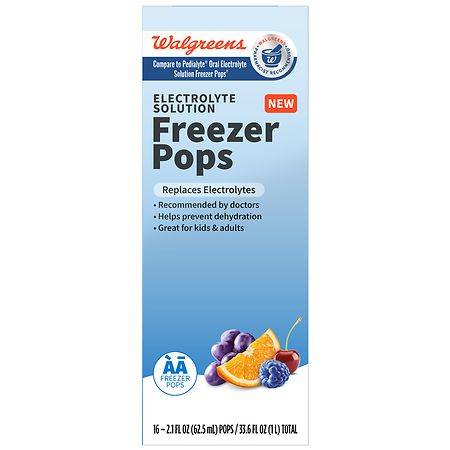 Walgreens Electrolyte Solution Freezer Pops, Assorted (33.6 fl oz, 16 ct)