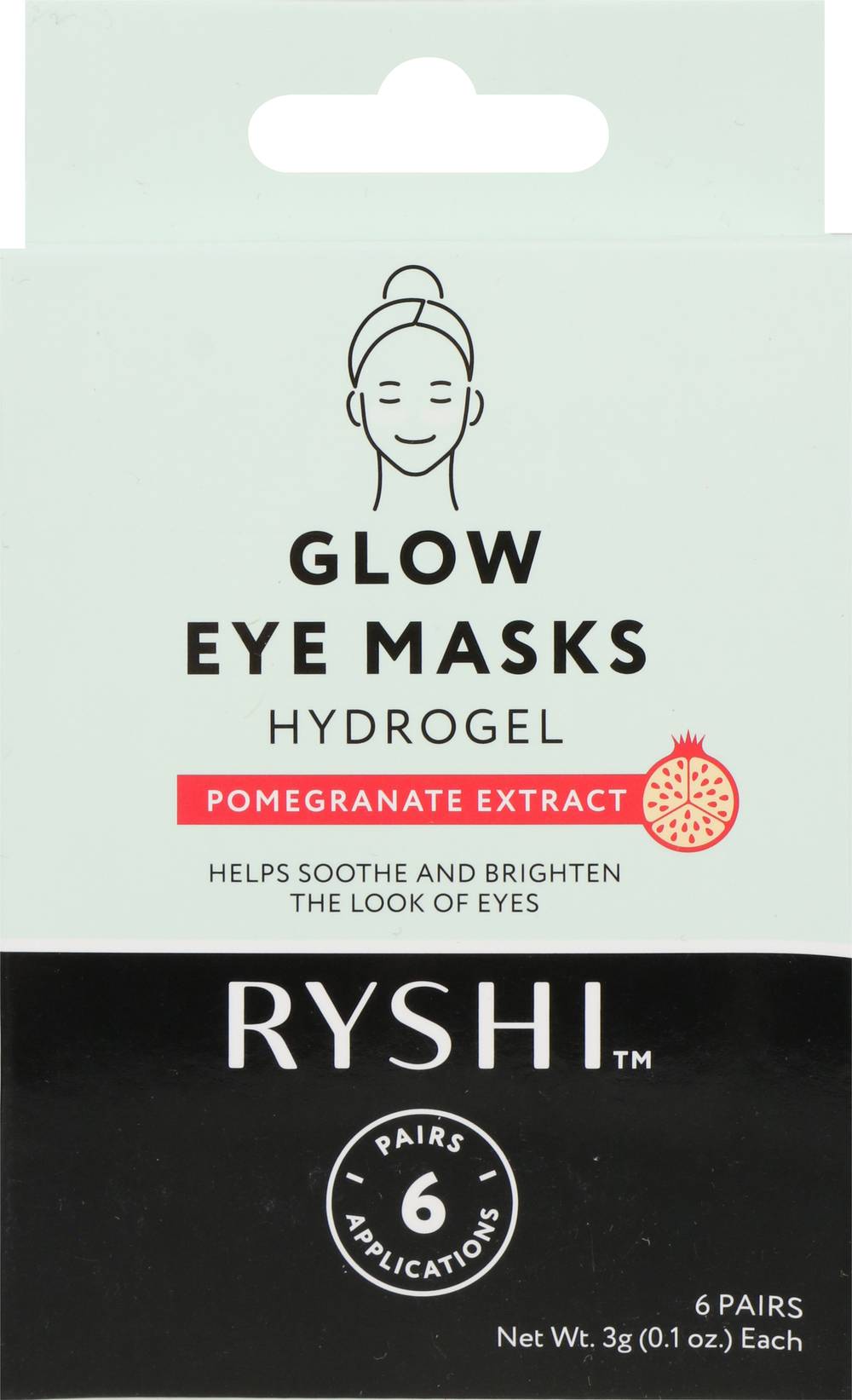 Ryshi Pomegranate Glow Eye Masks Hydrogel (3 g, 6 ct)