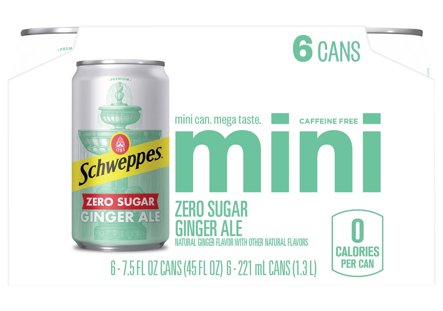 Schweppes Diet Ginger Ale Soda (6 x 7.5 fl oz)