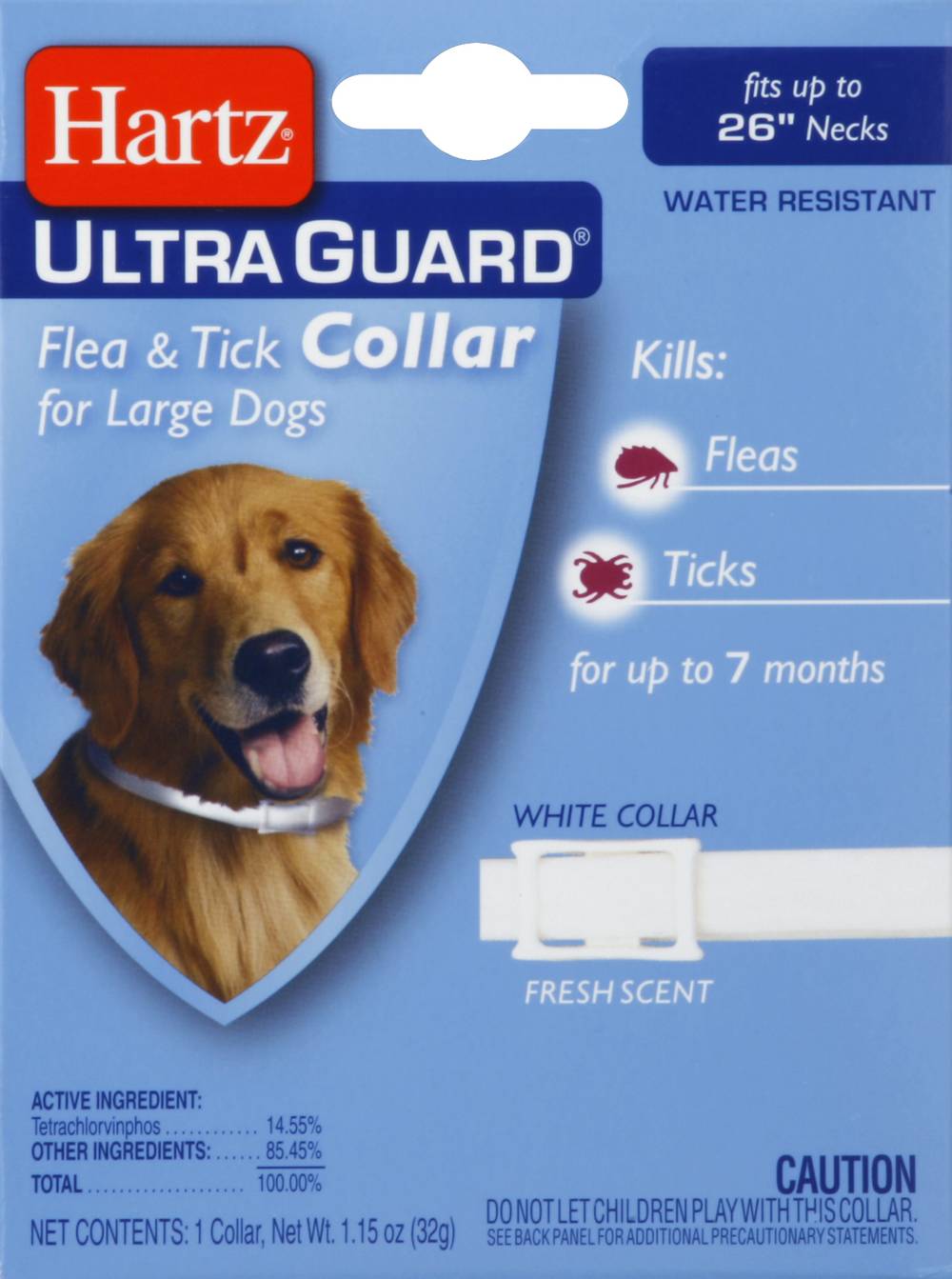 Hartz Flea & Tick Collar For Large Dogs, White (1.15 oz)
