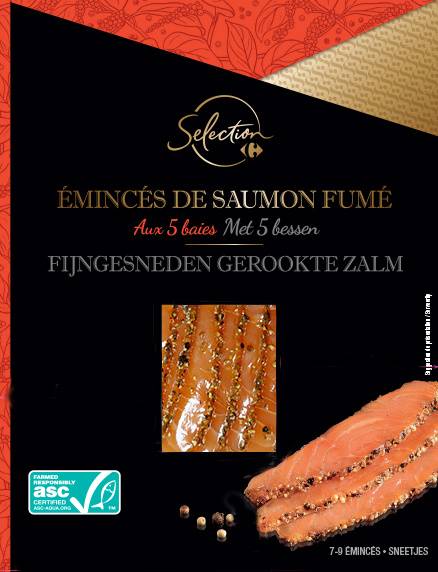 Carrefour Selection - Émincés de saumon fumé aux 5 baies (7 pièces)