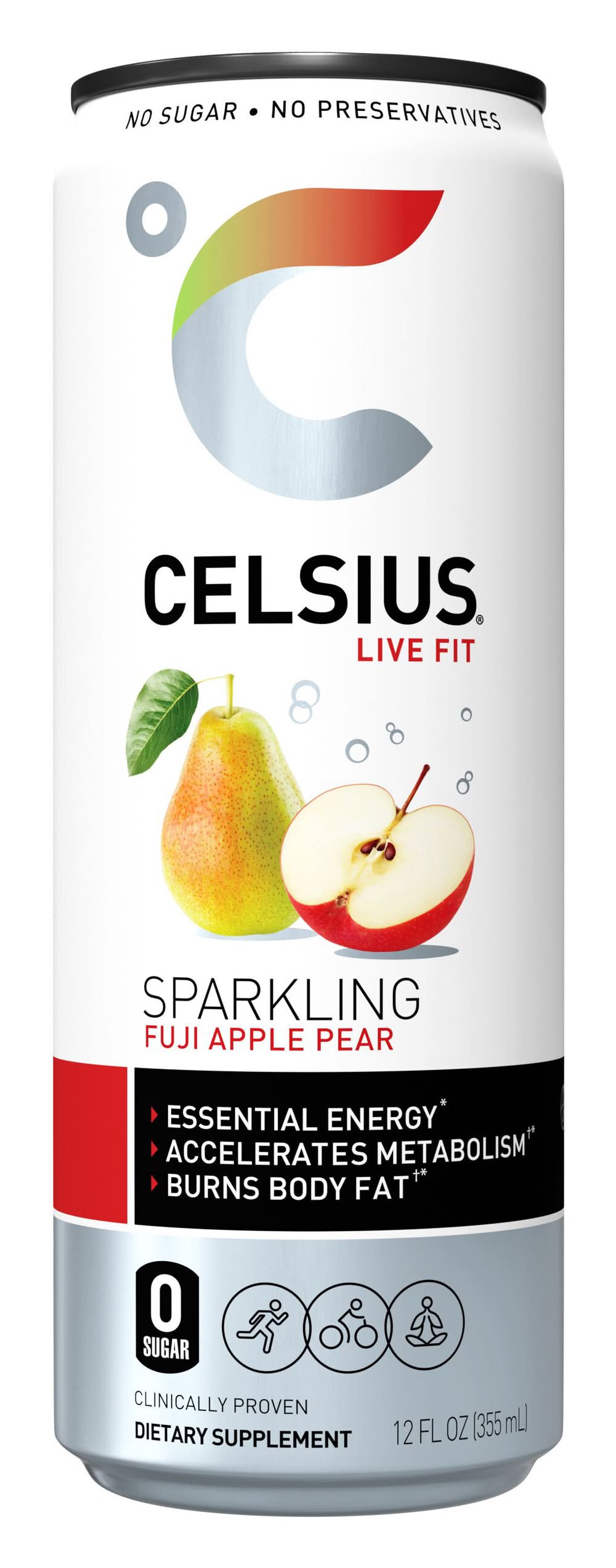 Celsius Live Fit Sparkling Energy Drink, Fuji Apple Pear (12 fl oz)