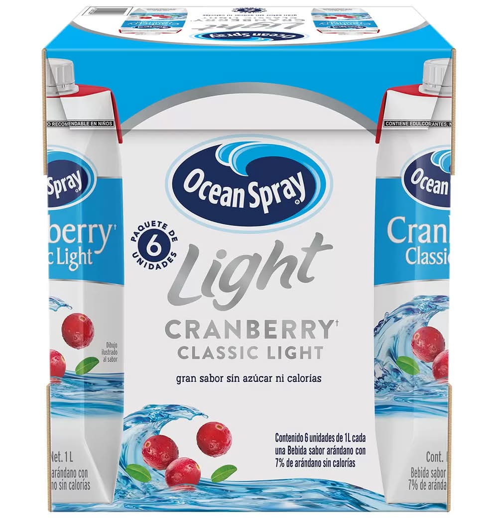 Ocean Spray · Bebida light baja en calorías sin azúcar, arándano (6 x 1 L)