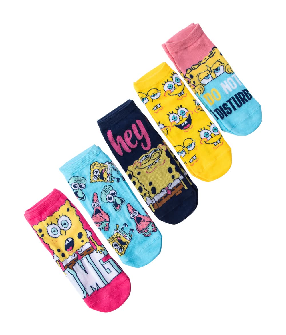 Branded No-Show Socks 5-Pack SpongeBob