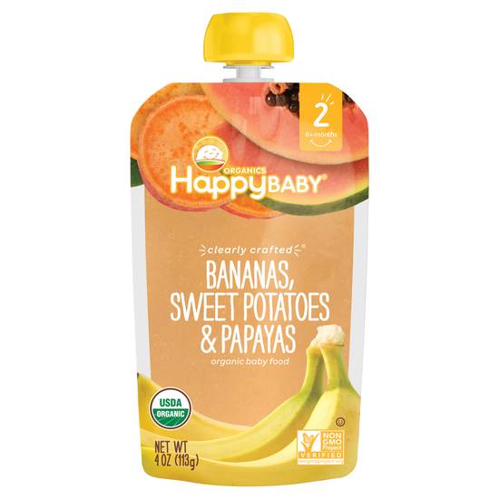 Happy Baby Organics Bananas Sweet Potatoes & Papayas 6+ Months Baby Food