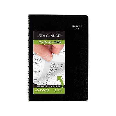 AT-A-GLANCE 2025 Dayminder Monthly Planner Faux Leather Cover, Black