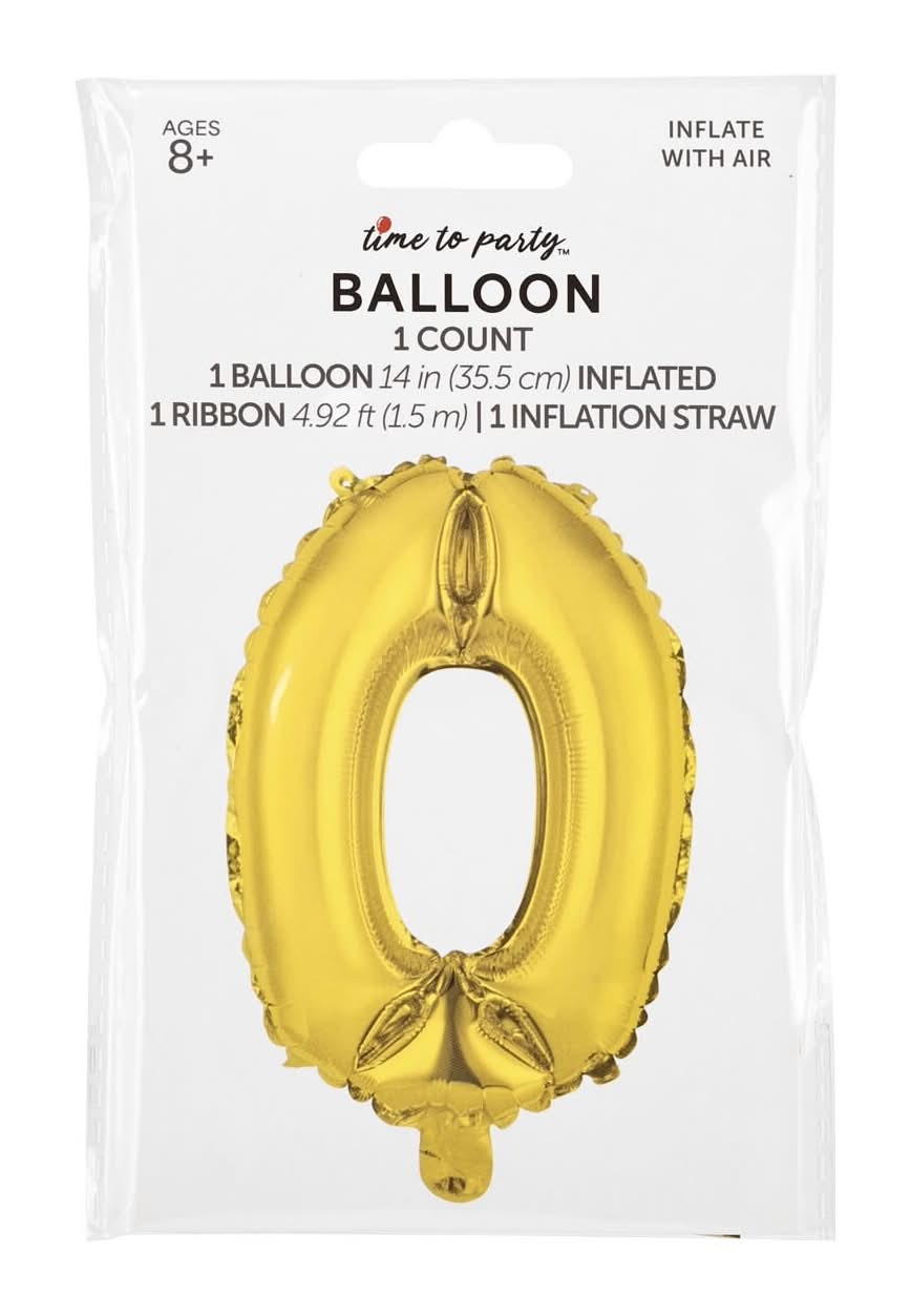 Anagram Air- Filled Decoration Balloon Number "0", Gold